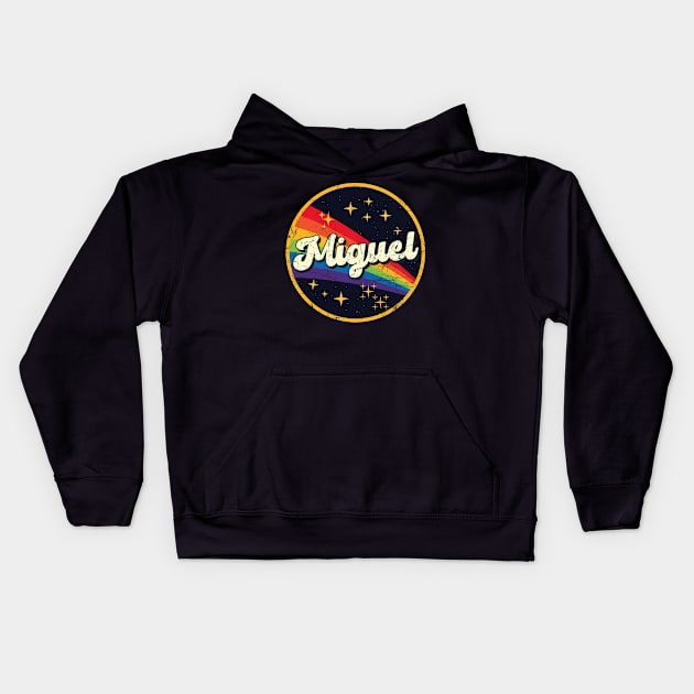 Miguel // Rainbow In Space Vintage Grunge-Style Kids Hoodie by LMW Art